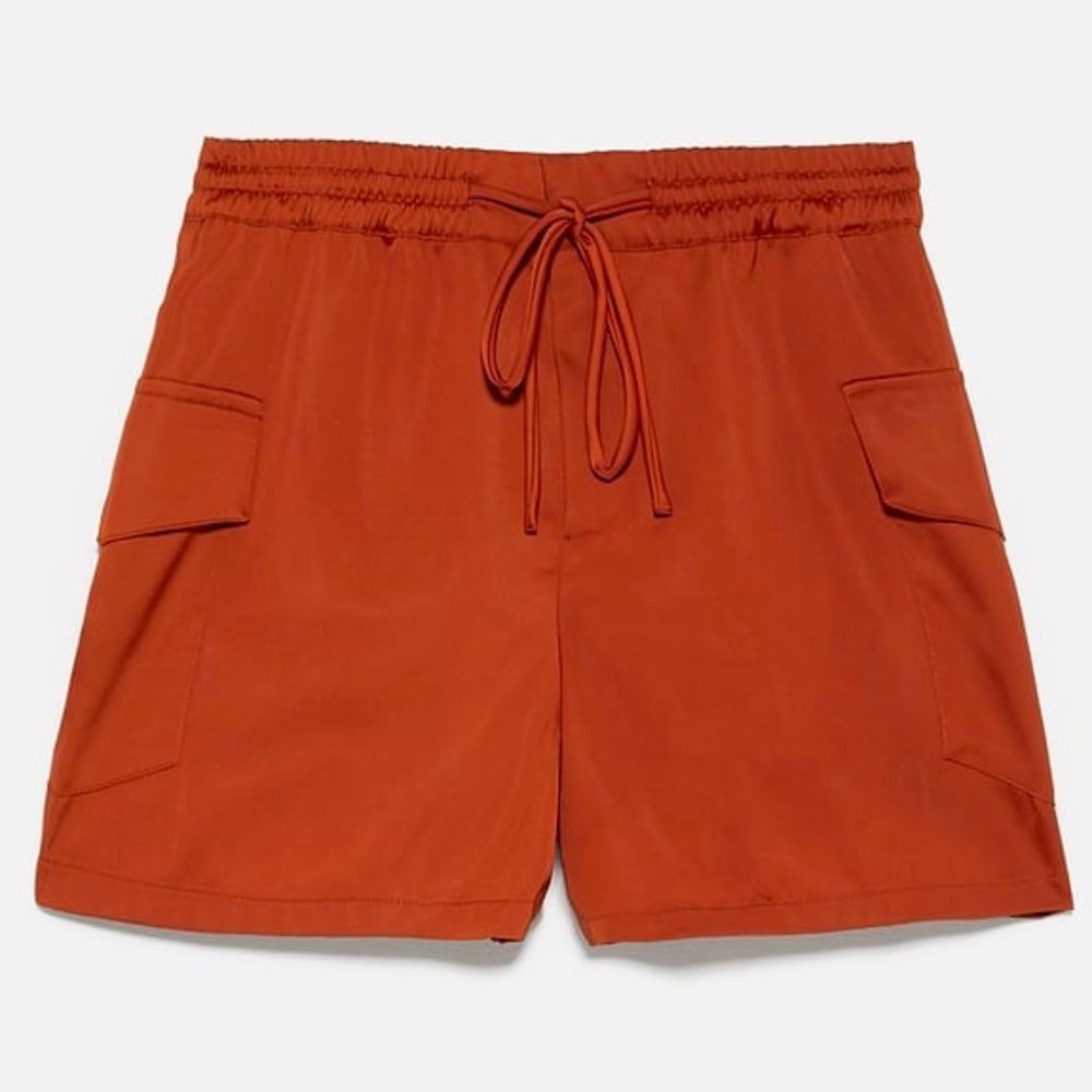 NWT Zara Silk Burnt Orange Shorts